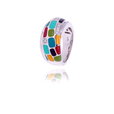 Bague mosaïque en argent massif pour femme