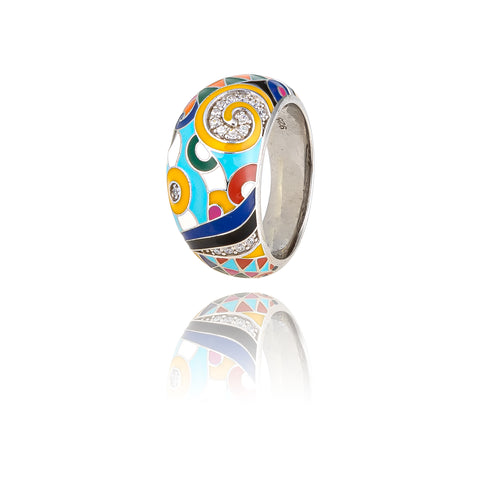 Bague en argent originale et colorée