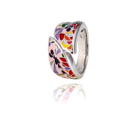 Bague en argent massif colorée
