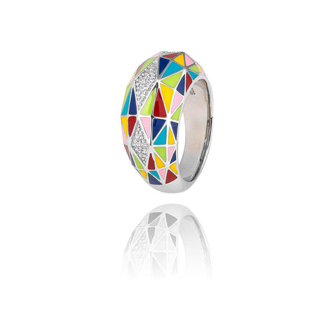 Bague Ronde Zircon Colorée Onefeart Acier Inoxydable Pour Femme - Bijou Élégant Et Résistant