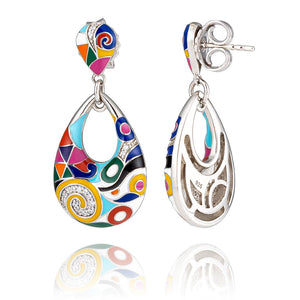 grosses boucles d'oreilles colorées en argent massif