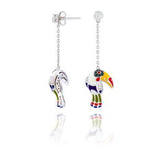 boucles d’oreilles chaîne avec un mini Toucan
