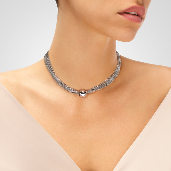 Collier Boule en Argent Massif pour Femme, Collier en Argent Boule pour ...