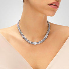 collier en argent massif et oxydes de zirconium