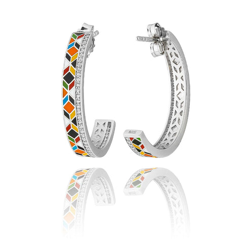 créoles multicolores en argent