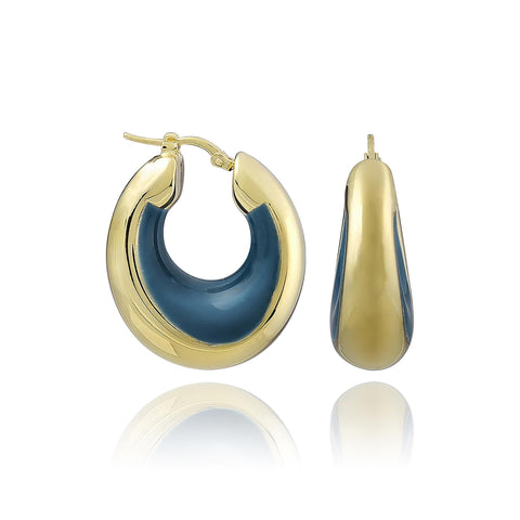 grosses créoles en argent bleues