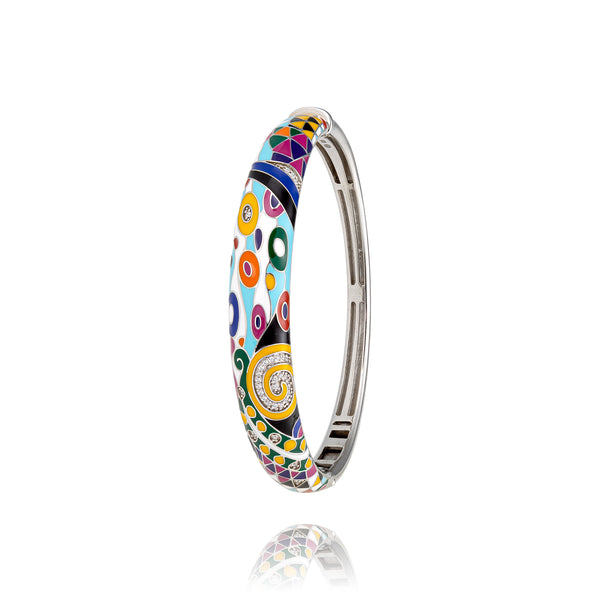 Bracelet Vintage Rigide Large Argenté - Décor Gravé En Relief Numéro 3292 | Bijou Ancien Occasion