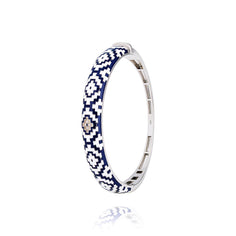 jonc bleu en argent pour femme
