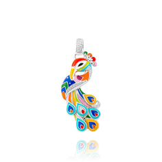 pendentif oiseau paon en argent