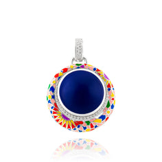 pendentif argent coloré avec cabochon bleu