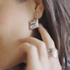 Boucles d'oreilles losange en argent multicolore 