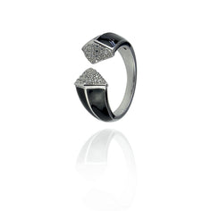 bague argent black and white
