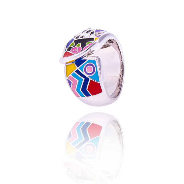 grosse bague argent multicolore