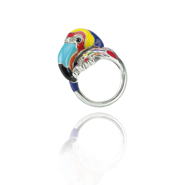 bague en argent flamant rose