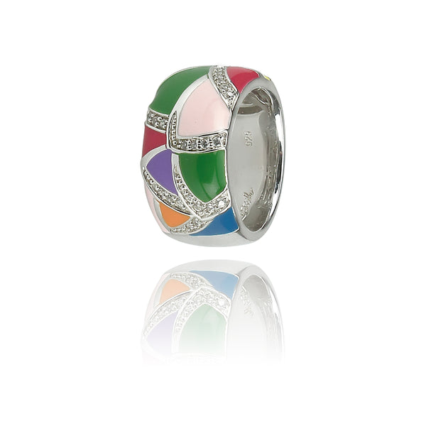 Bague romantique en argent coloré