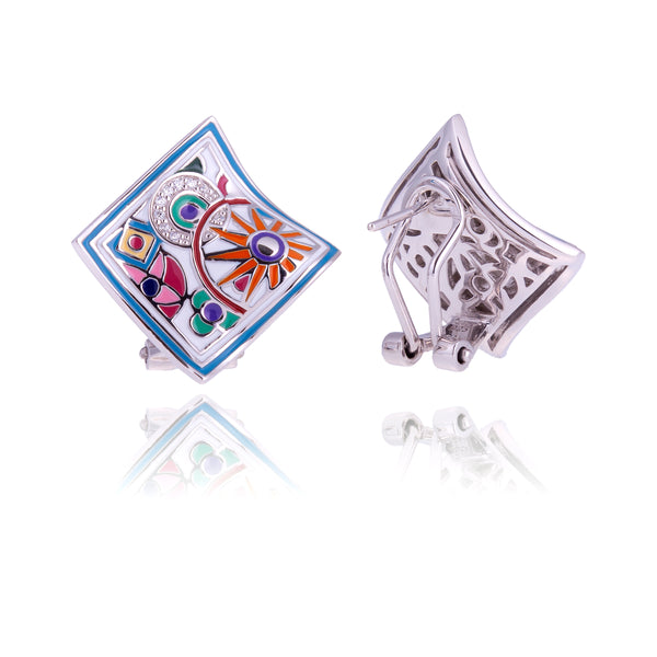 boucles d'oreilles originales argent multicolore