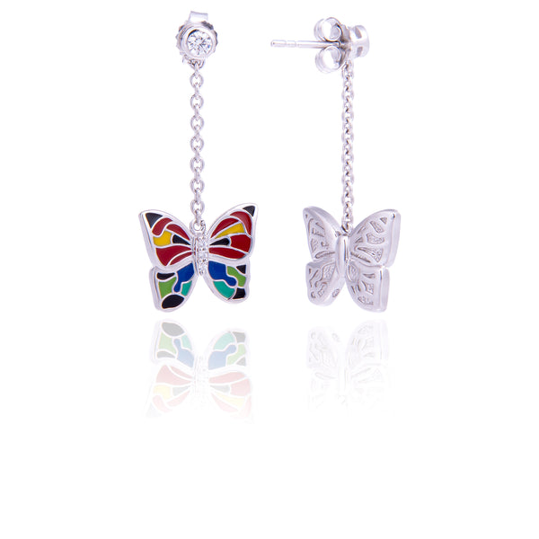 Boucles D'oreilles Papillon Argentées SRD - Neuves Avec Pochette, Parfaites Comme Cadeau Ou Pour Un Look Délicat