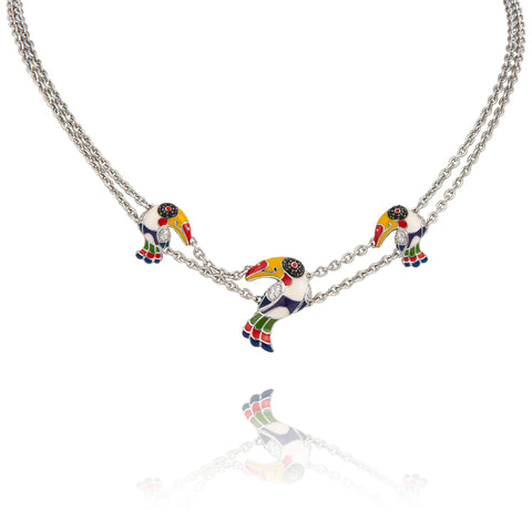 collier toucan en argent massif