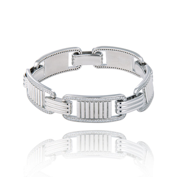 Bracelet Gourmette En Argent Massif 925 - Vermeil - Pierre Verte - Vintage