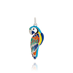 Boucles D'Oreilles Perroquet Coloré Émail – Argent 925 Zircon, Oiseau Hoop Fantaisie Pour Femme – Bijoux Originaux Et Tendance